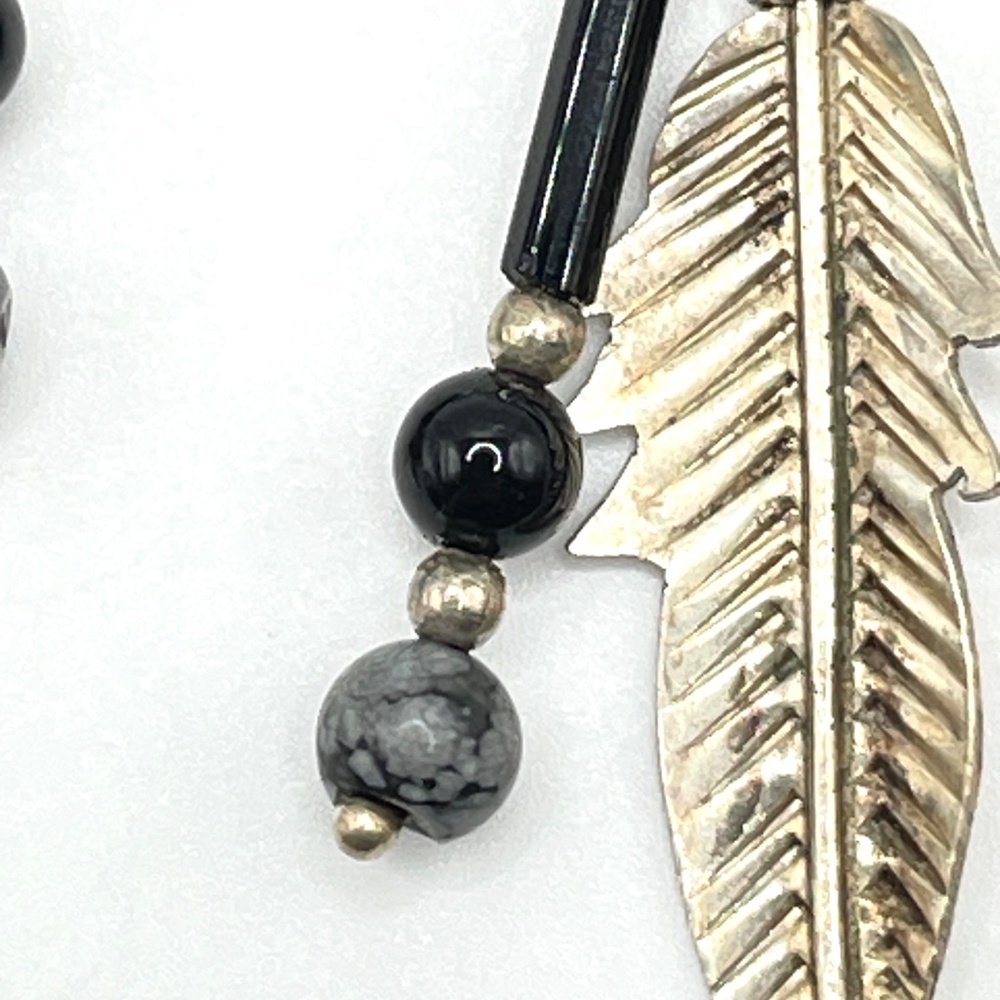 Sterling Silver Multi Dangle Stone Feather Drop P… - image 7